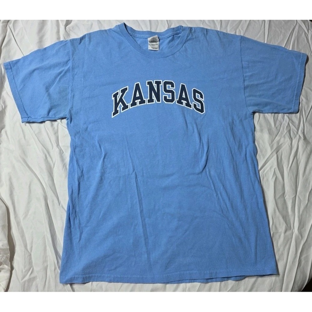 Vintage Kansas Shirt Mens M Y2K College Classic Basic Blue Gildan Brand